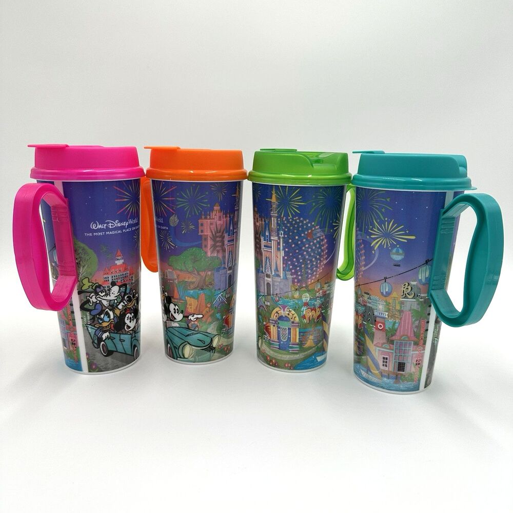 Walt Disney World Resort Reusable Refillable Mugs Mickey & Friends (4) 2025 EUC